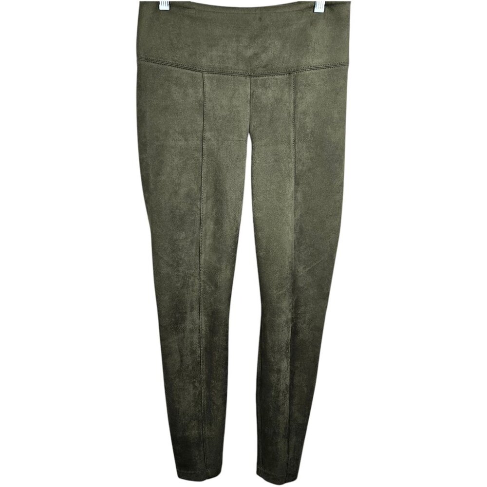 White House Black Market Runway Legging Olive Green High Waist Suede-like Size 6